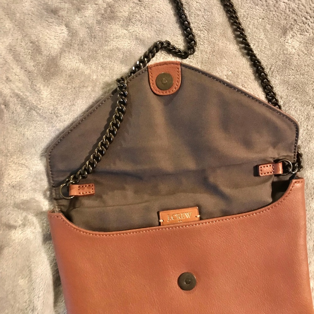 J. Crew 100% Leather Purse With Chain Strap